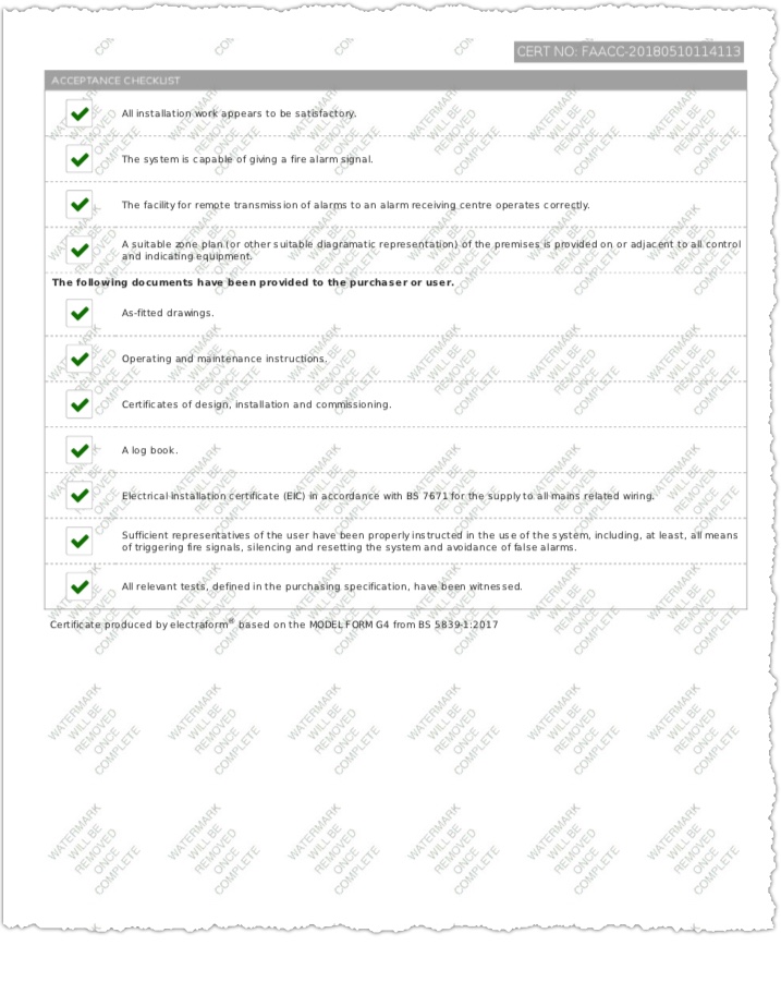 acceptance certificate